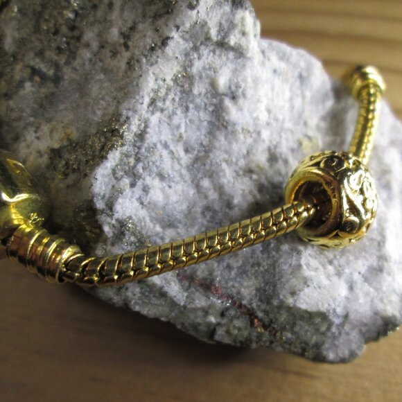 Ornate Dotted Gold Plated Sterling Silver European Charm - Picture 3 of 7